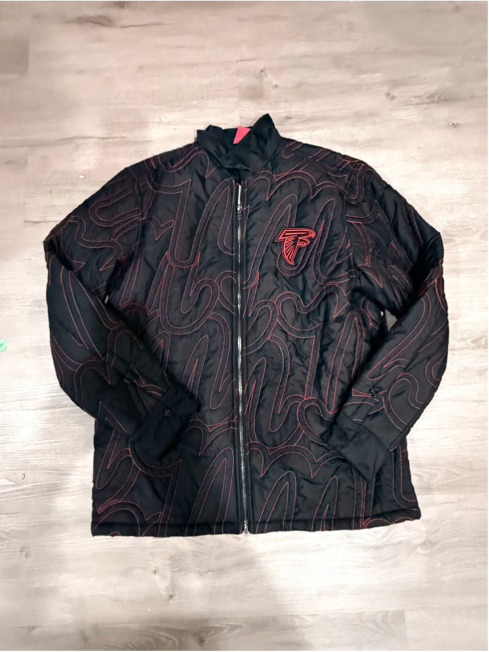 Men's Mifland Atlanta Falcons Quilted Bomber Jacket Black Red Size M